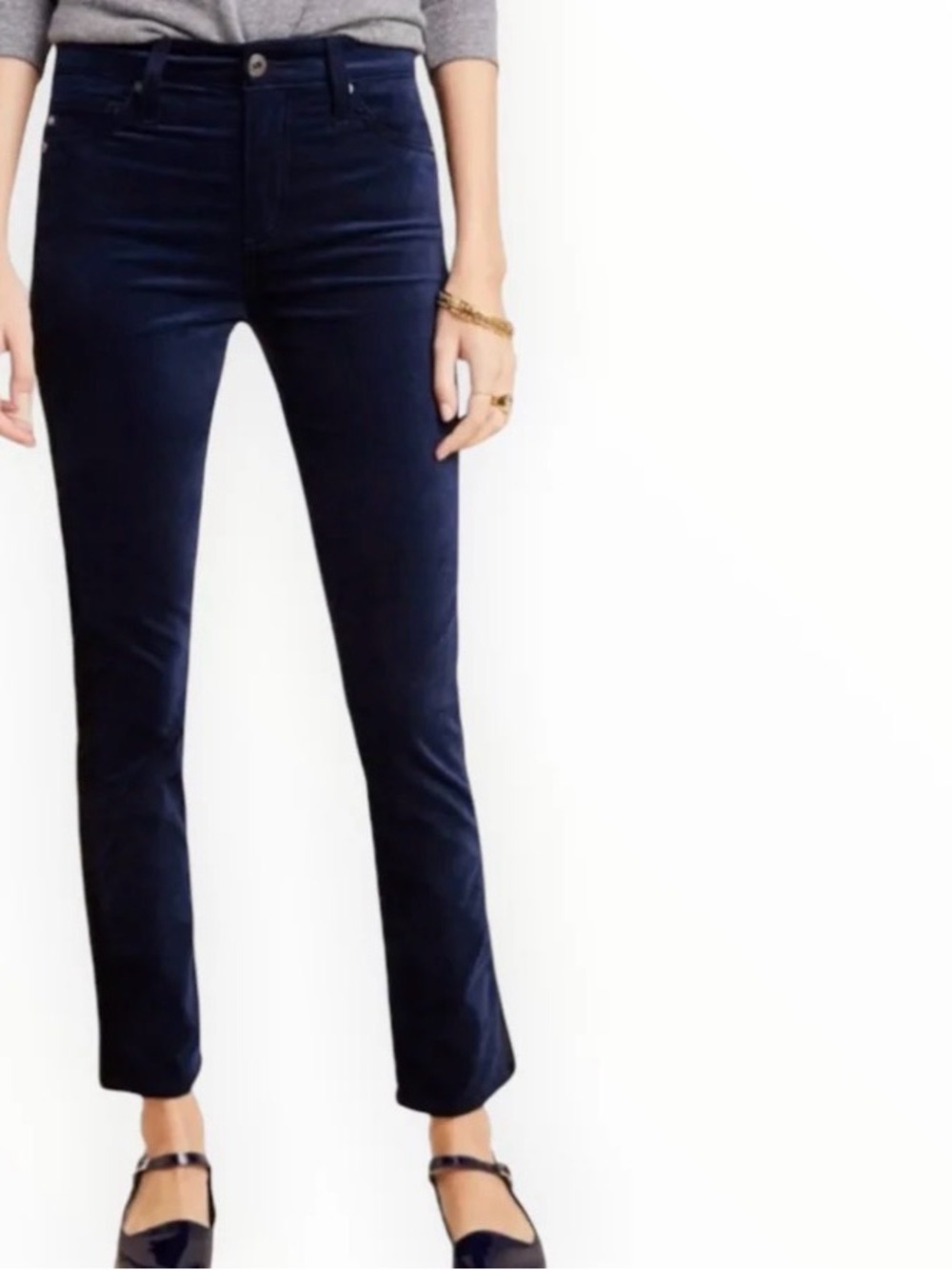 Ag Mari Blue Velvet Tuxedo Straight Leg Pants | 28